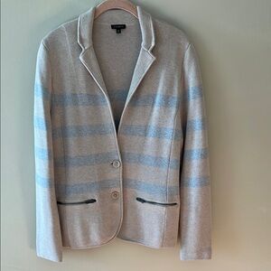 Talbots Striped Blazer - Blue and Cream